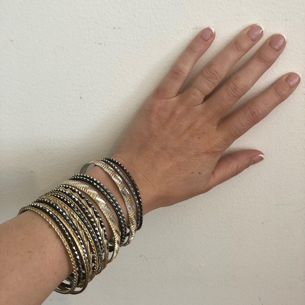 Bohemian Gold and Silver Bangle Set